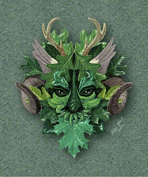 Green Man face