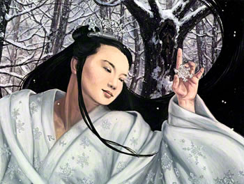 Yuki No Onna in snowy wood