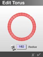 Edit Torus Dialog, showing the button to change the Radius