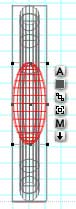 Front Ortogonal wireframe view, showing the Sphere selected, and being flattened