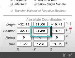 The Position text fields, in the Object Attricutes dialog