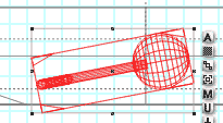 The rattle rotated, so that the edge of the torus just touches the dotted line that's the bottom of the Wagon Inside cube