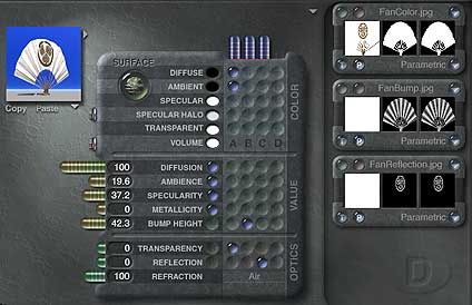 The Material Lab, showing all the components of the Fan texture