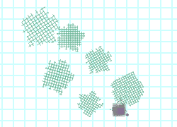 The Seven Terrain scene, in Wireframe Top view