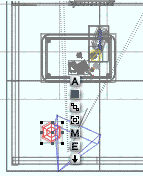 Wireframe Top view of the light, showing it next to the blue triangular Camera object.