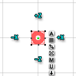 Top Wireframe view of the column, with the axes labeled. Positive to the top and right, negative to the bottom and left.