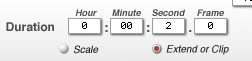 Duration set to 2.0, Extend or Clip enabled