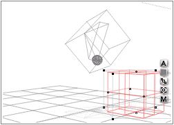 Pyramid with the narrow side down, sphere on the bottom right, cube to the right