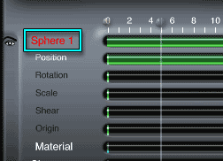 The Sphere 1 Timeline, with a green bar showing in the Position line, and small lines sowning in the other fields