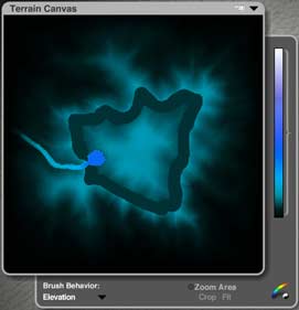 Terrain Canvas; mountain lowered away from pool and stream