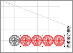 Wireframe Top; five balls, perfectly aligned