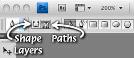 Shape Layers is on the left, Paths on the right, in the Options buttons